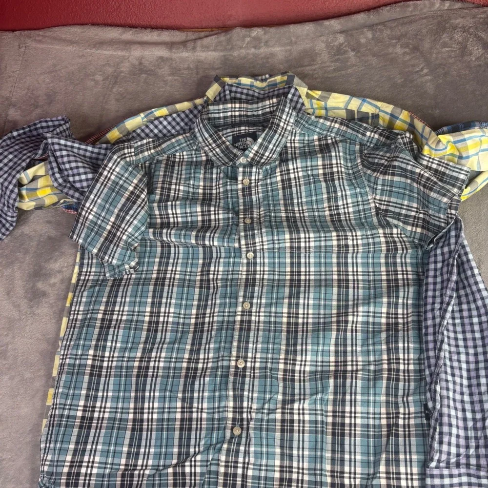 Mens Plaid Shirt lot Bundle Peter Millar North Face LL Bean 5pc button down